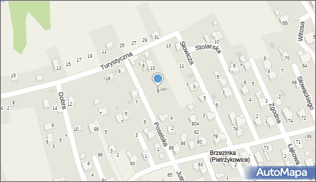 Pietrzykowice, Poselska, 6, mapa Pietrzykowice