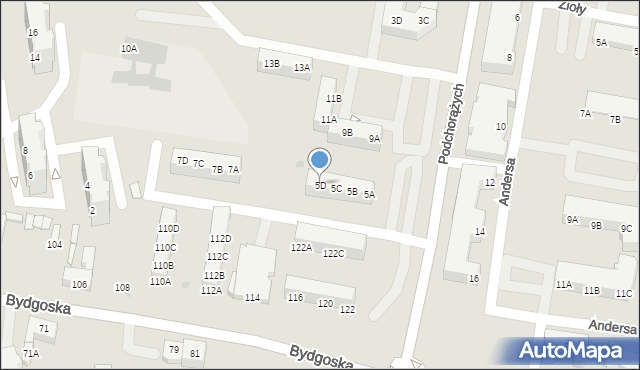 Piła, Podchorążych, 5D, mapa Piły