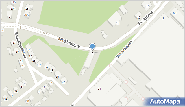 Piła, Podgórna, 5, mapa Piły