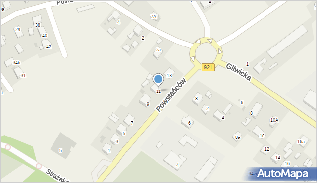 Pilchowice, Powstańców, 11, mapa Pilchowice