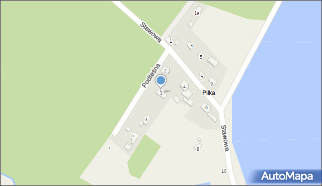 Piłka, Podleśna, 1, mapa Piłka