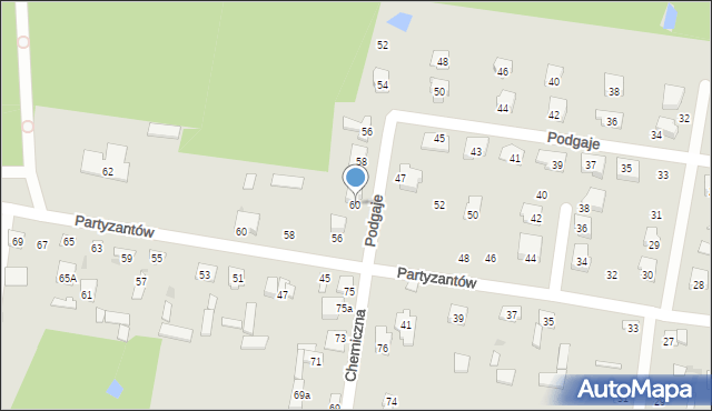 Pionki, Podgaje, 60, mapa Pionki