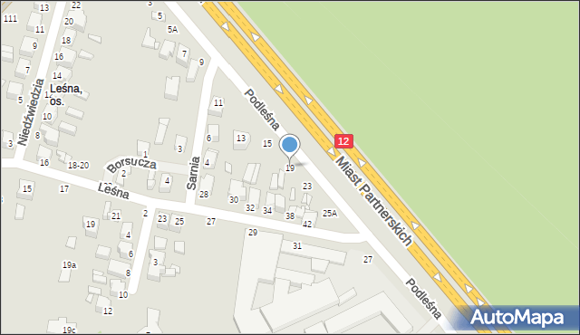 Piotrków Trybunalski, Podleśna, 19, mapa Piotrków Trybunalski