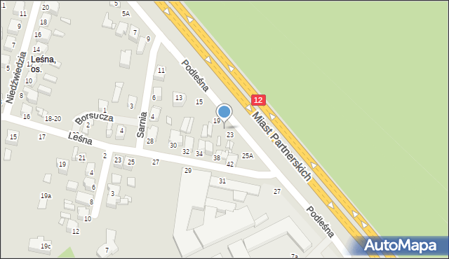 Piotrków Trybunalski, Podleśna, 21, mapa Piotrków Trybunalski
