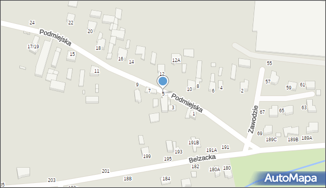 Piotrków Trybunalski, Podmiejska, 5, mapa Piotrków Trybunalski