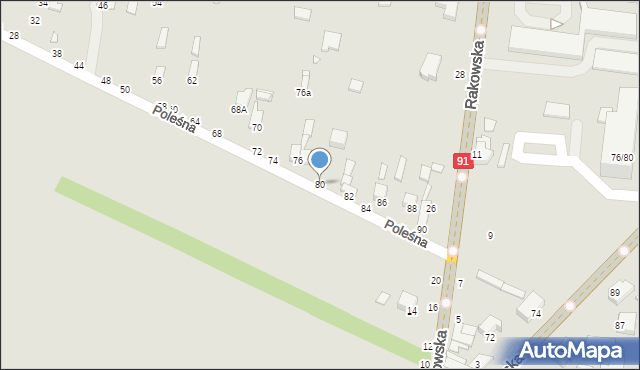 Piotrków Trybunalski, Poleśna, 80, mapa Piotrków Trybunalski