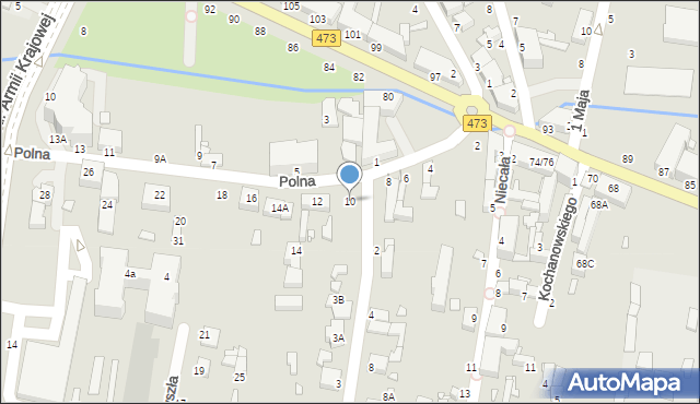 Piotrków Trybunalski, Polna, 10, mapa Piotrków Trybunalski