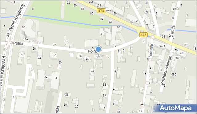 Piotrków Trybunalski, Polna, 12, mapa Piotrków Trybunalski