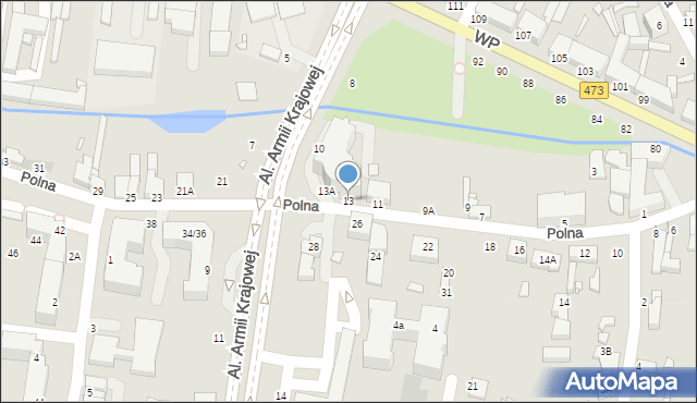 Piotrków Trybunalski, Polna, 13, mapa Piotrków Trybunalski