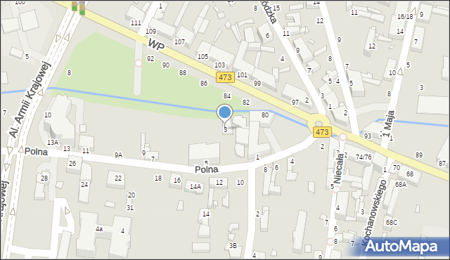 Piotrków Trybunalski, Polna, 3, mapa Piotrków Trybunalski