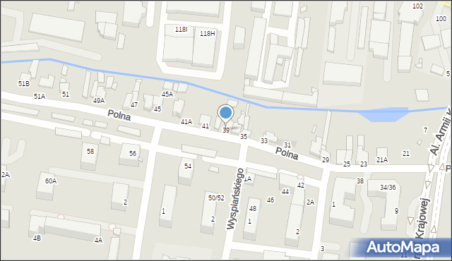 Piotrków Trybunalski, Polna, 39, mapa Piotrków Trybunalski