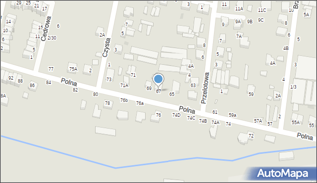 Piotrków Trybunalski, Polna, 67, mapa Piotrków Trybunalski