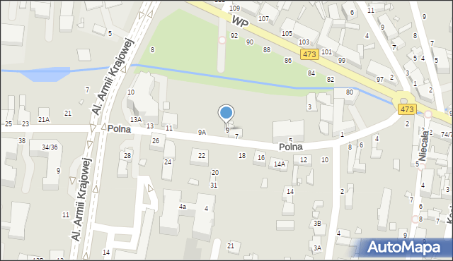Piotrków Trybunalski, Polna, 9, mapa Piotrków Trybunalski