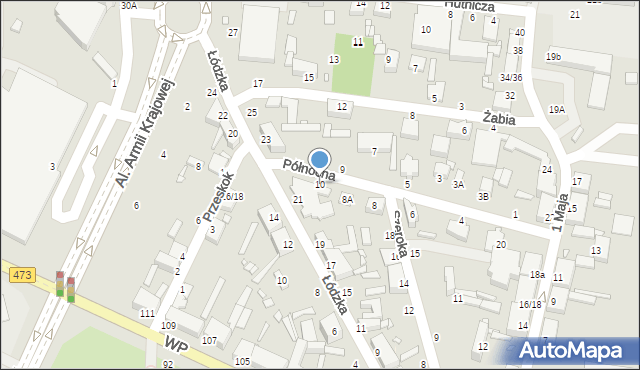 Piotrków Trybunalski, Północna, 10, mapa Piotrków Trybunalski