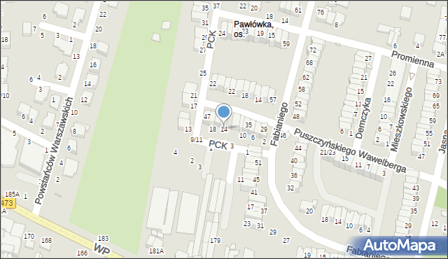 Piotrków Trybunalski, Polskiego Czerwonego Krzyża, 14, mapa Piotrków Trybunalski