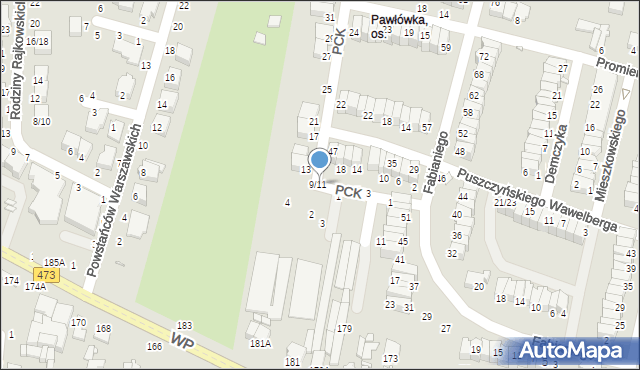 Piotrków Trybunalski, Polskiego Czerwonego Krzyża, 9/11, mapa Piotrków Trybunalski