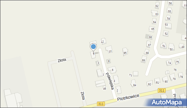 Piotrkowice, Półwiejska, 5, mapa Piotrkowice