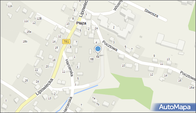 Płaza, Pocztowa, 6a, mapa Płaza