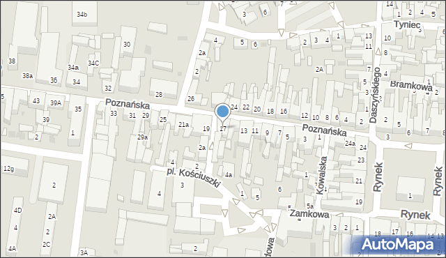 Pleszew, Poznańska, 17, mapa Pleszew