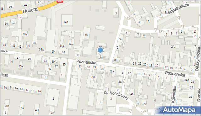 Pleszew, Poznańska, 28, mapa Pleszew