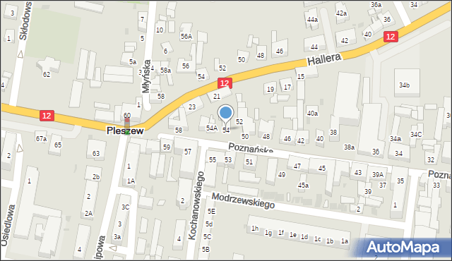 Pleszew, Poznańska, 54, mapa Pleszew