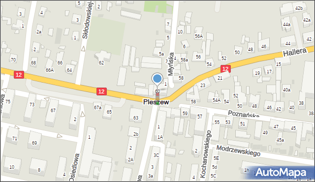 Pleszew, Poznańska, 60, mapa Pleszew