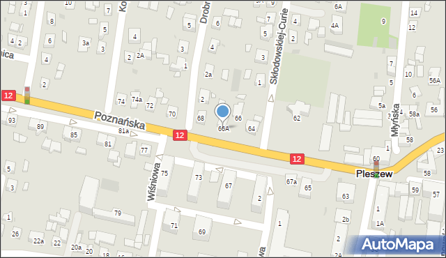 Pleszew, Poznańska, 66A, mapa Pleszew