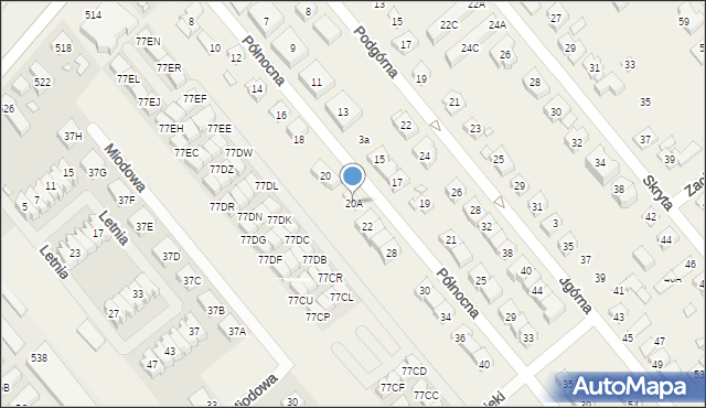 Plewiska, Północna, 22A, mapa Plewiska