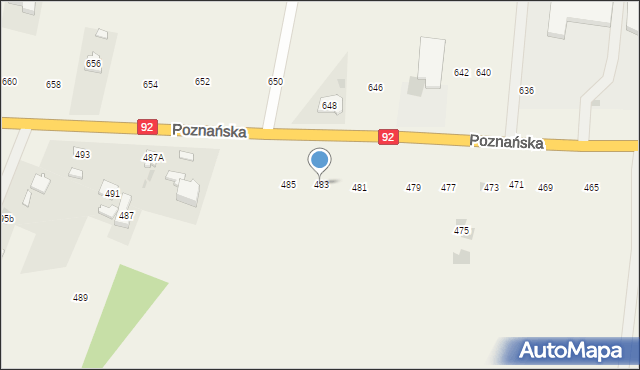 Płochocin, Poznańska, 483, mapa Płochocin