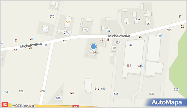 Płochocin, Poznańska, 644, mapa Płochocin