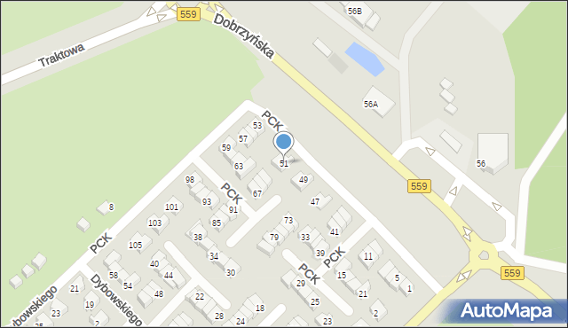 Płock, Polskiego Czerwonego Krzyża, 51, mapa Płock