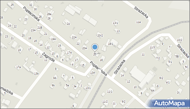 Płock, Popłacińska, 20, mapa Płock