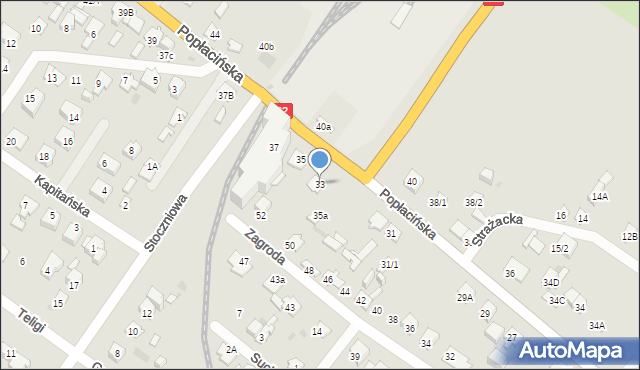 Płock, Popłacińska, 33, mapa Płock