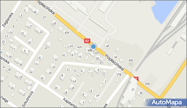 Płock, Popłacińska, 39A, mapa Płock