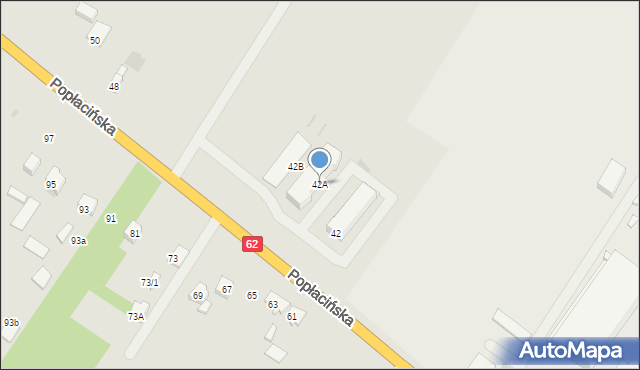 Płock, Popłacińska, 42A, mapa Płock