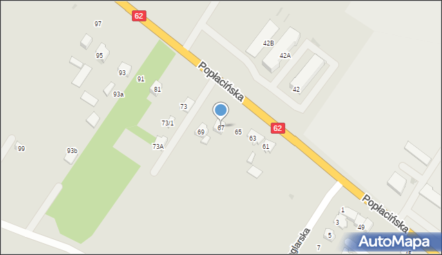 Płock, Popłacińska, 67, mapa Płock