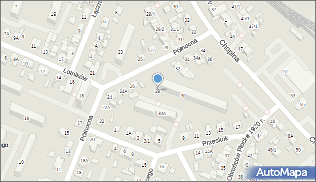 Płock, Północna, 28, mapa Płock