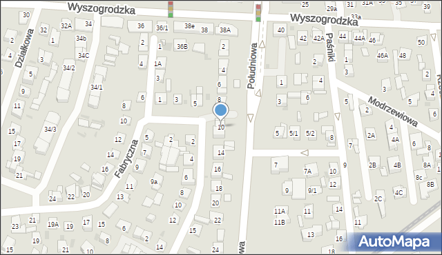 Płock, Południowa, 10, mapa Płock