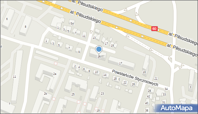 Płock, Powstańców Styczniowych, 15, mapa Płock