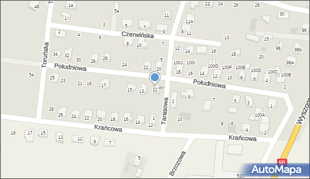 Płońsk, Południowa, 11, mapa Płońsk