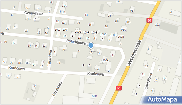 Płońsk, Południowa, 5, mapa Płońsk