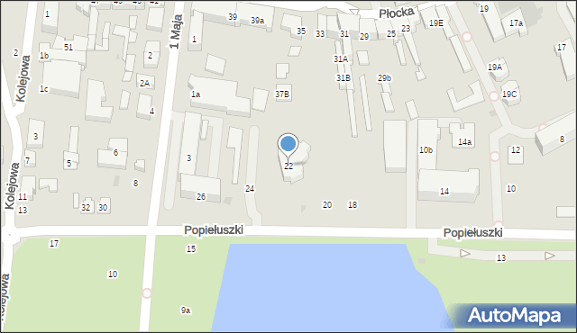 Płońsk, Popiełuszki Jerzego, bł. ks., 22, mapa Płońsk