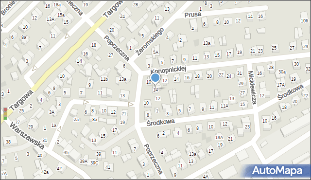 Płońsk, Poprzeczna, 14, mapa Płońsk