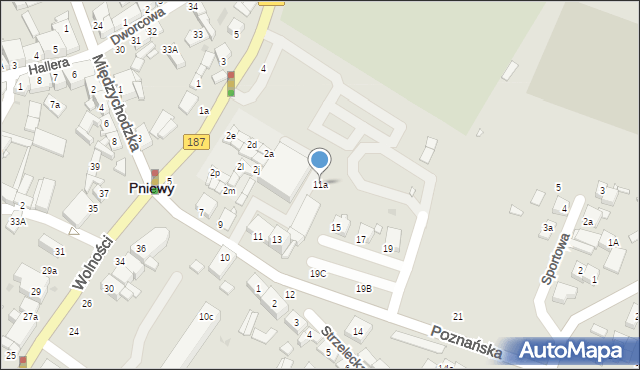 Pniewy, Poznańska, 11a, mapa Pniewy
