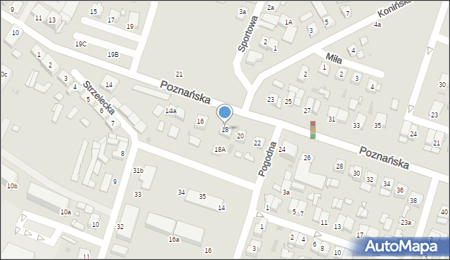 Pniewy, Poznańska, 18, mapa Pniewy