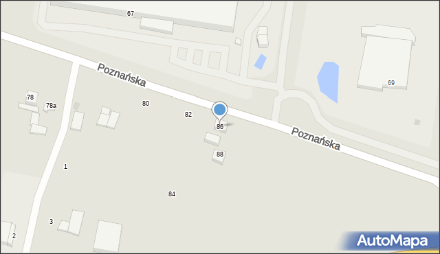 Pniewy, Poznańska, 86, mapa Pniewy