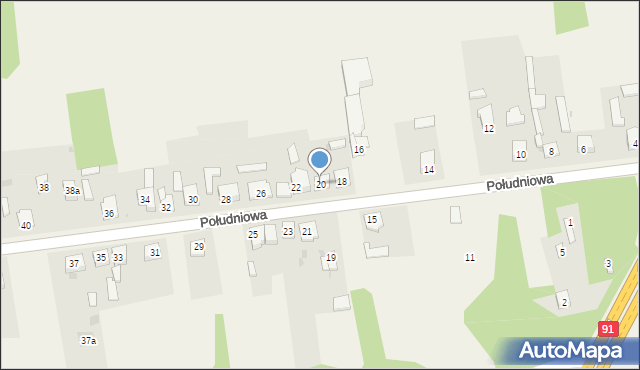 Poczesna, Południowa, 20, mapa Poczesna