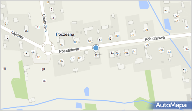 Poczesna, Południowa, 83, mapa Poczesna