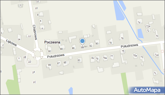 Poczesna, Południowa, 84, mapa Poczesna