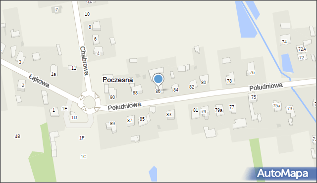 Poczesna, Południowa, 86, mapa Poczesna